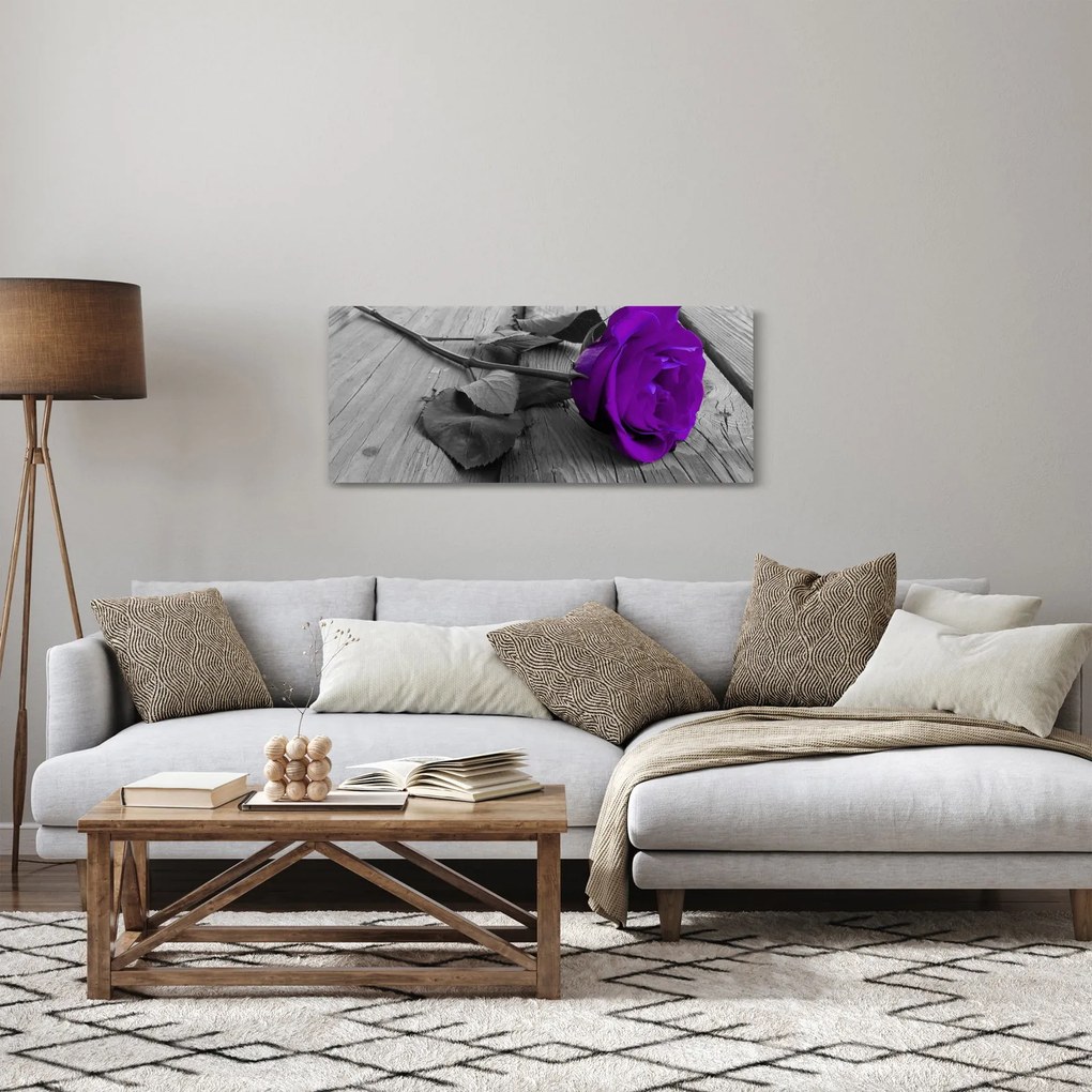 Kép - Lila rózsa zöld szárral (120x50 cm)