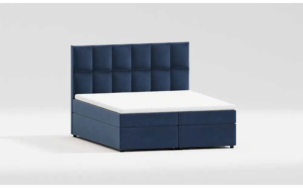 Sötétkék ágyneműtartós boxspring ágy 160x200 cm Flip – Ropez