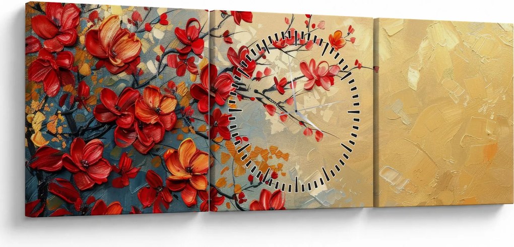 Kép - Virágzó fa (órával) (90x30 cm)