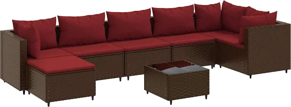vidaXL 8 részes barna polyrattan kerti ülőgarnitúra párnákkal