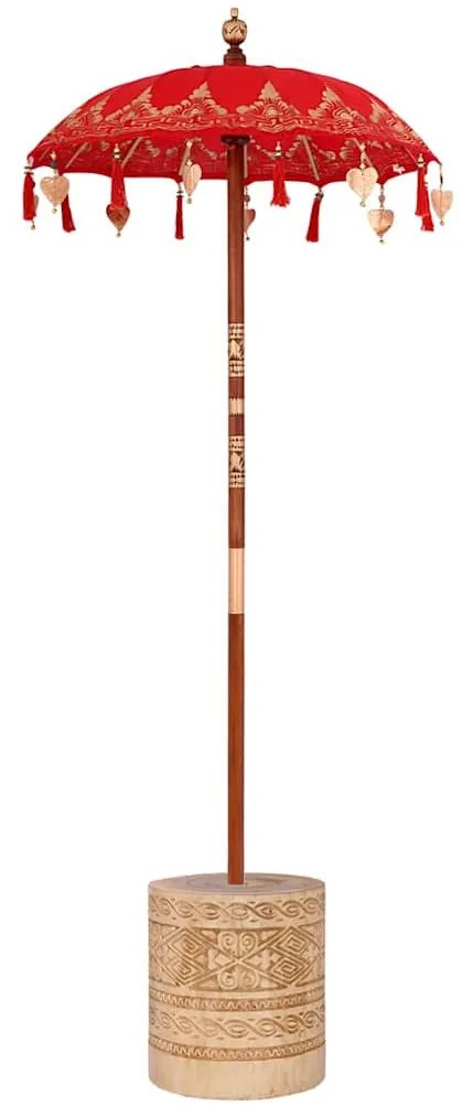 Napernyő Alappal Piros, Barna 250 cm Pamut, Fa