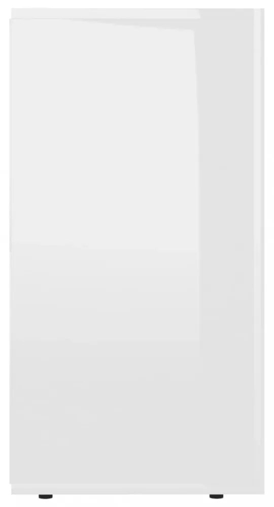 magasfényű fehér szerelt fa tálalószekrény 120 x 36 x 69 cm