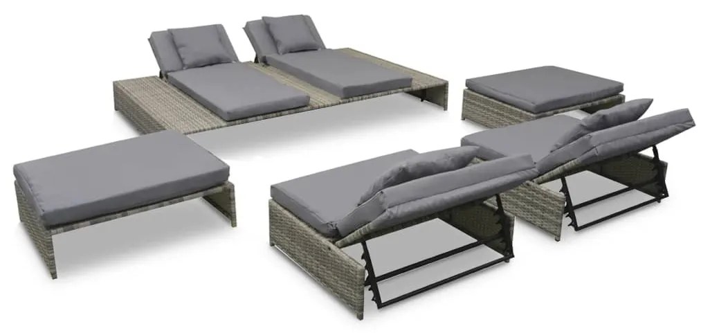15 részes szürke kültéri polyrattan pihenőszett