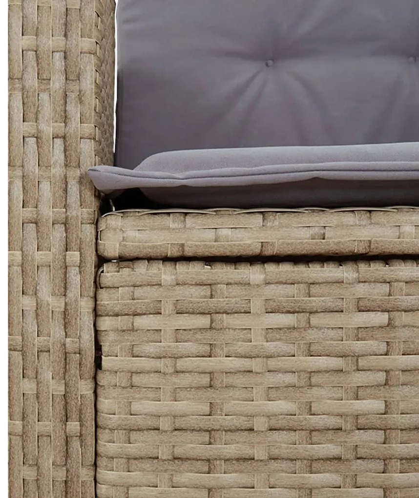 3 részes bézs polyrattan kerti étkezőgarnitúra párnákkal
