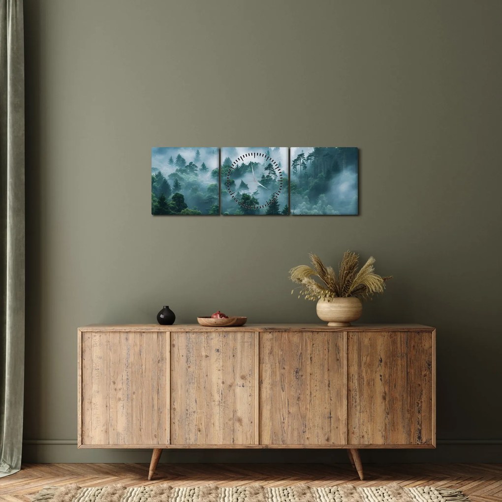Kép - Erdő ködben (órával) (90x30 cm)