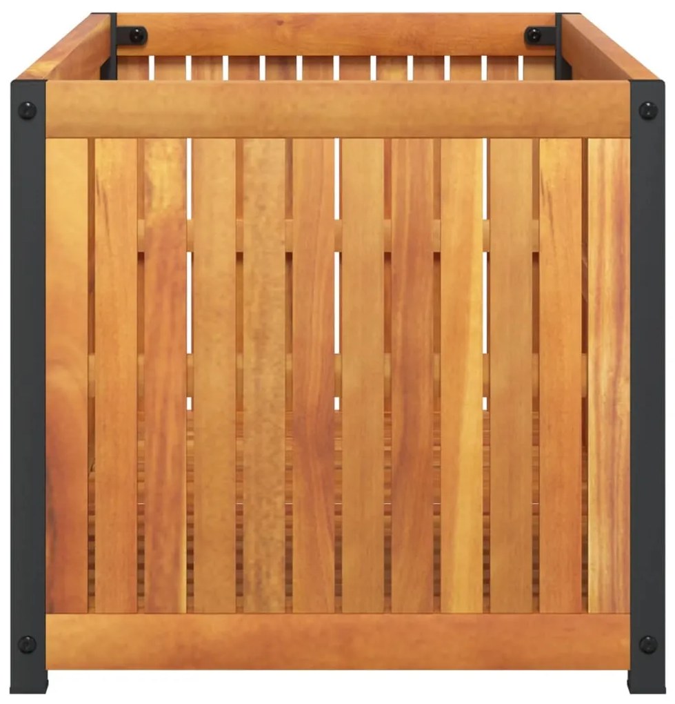 vidaXL tömör akácfa és acél kerti virágtartó 85 x 45 x 44 cm