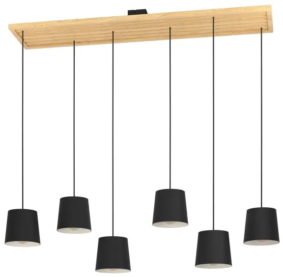 Eglo 390131 - Csillár zsinóron CAMARIOCA 6xE27/40W/230V fekete/barna