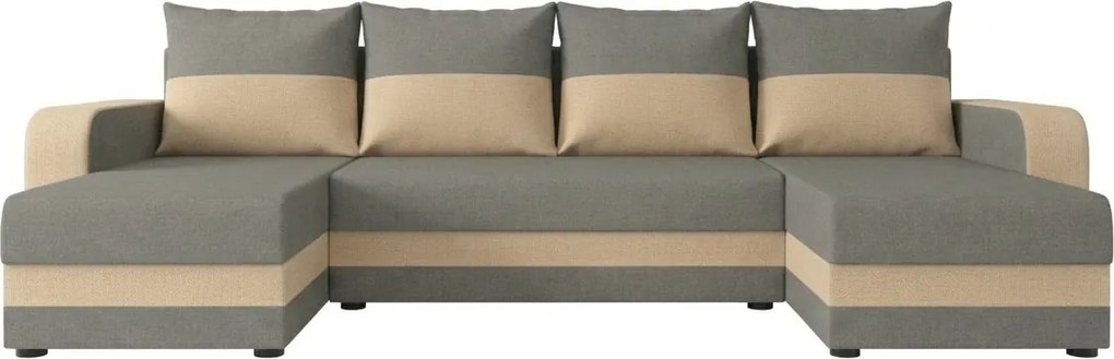 U alakú, kinyitható VALERIO ülőgarnitúra, 305x140 cm, világosszürke/bézs