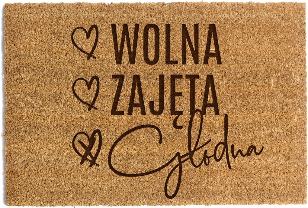 Lábtörlő Ajtó Alá 40 x 60cm Szabad, elfoglalt, éhes kókusz