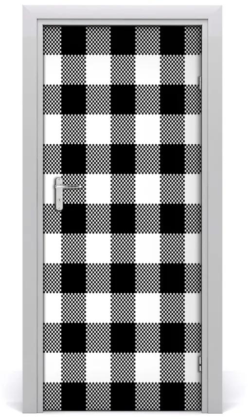 Ajtóposzter öntapadós Fekete-fehér rács 95x205 cm