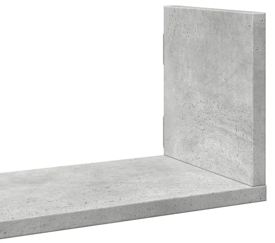 3 db betonszürke szerelt fa fali polc 58 x 18 x 18 cm