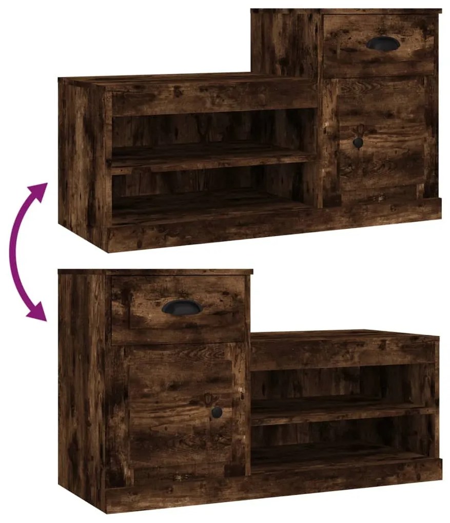 füstös tölgy színű szerelt fa cipősszekrény 100x42x60 cm