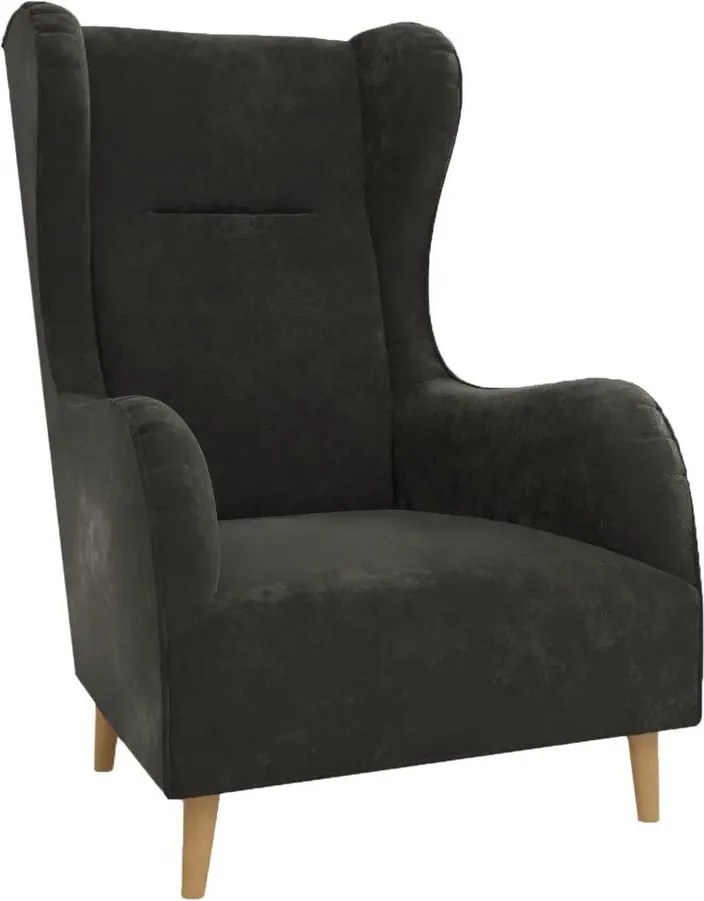 Sötétszürke bársony füles fotel Carole – Ropez