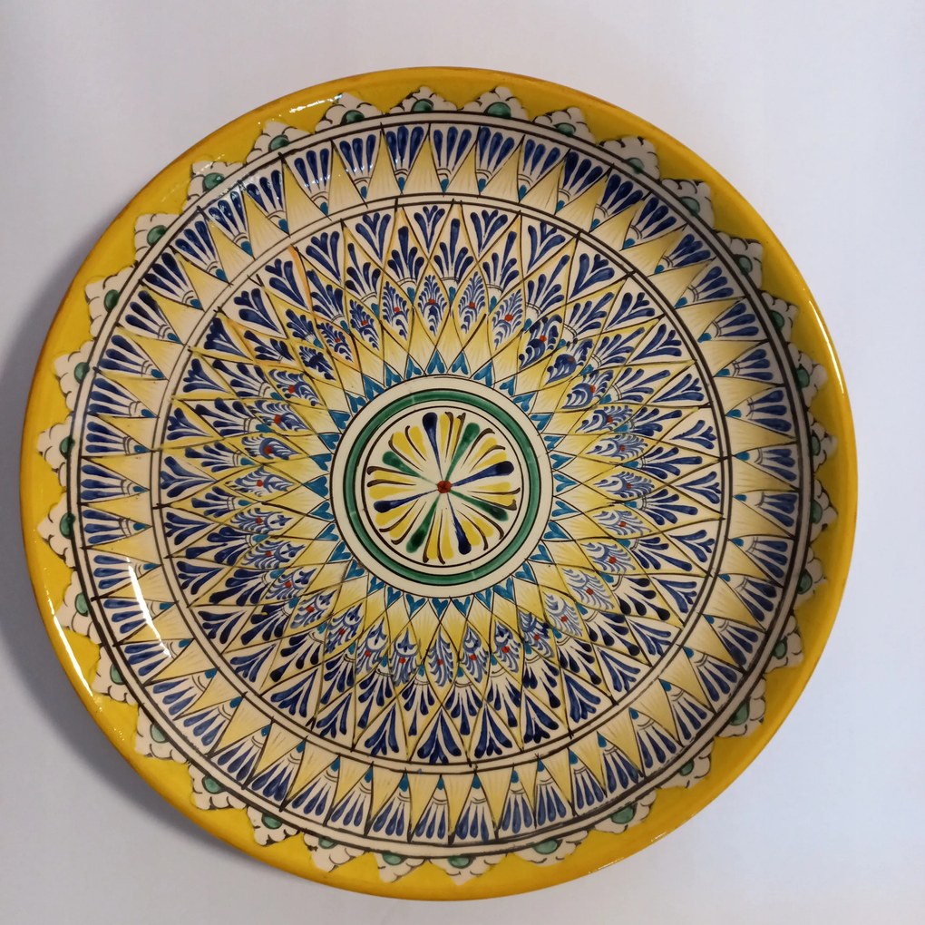 Nagy Üzbég Tányér Sárga Mechrob 38cm