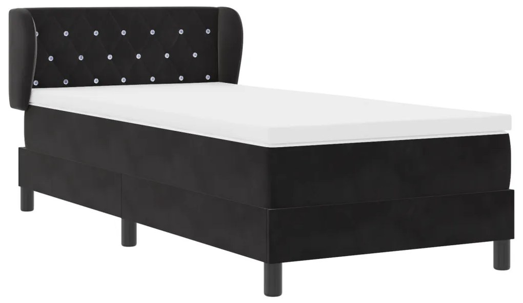 Boxspring Ágy Matracokkal Fekete 90x190 cm Bársonyos