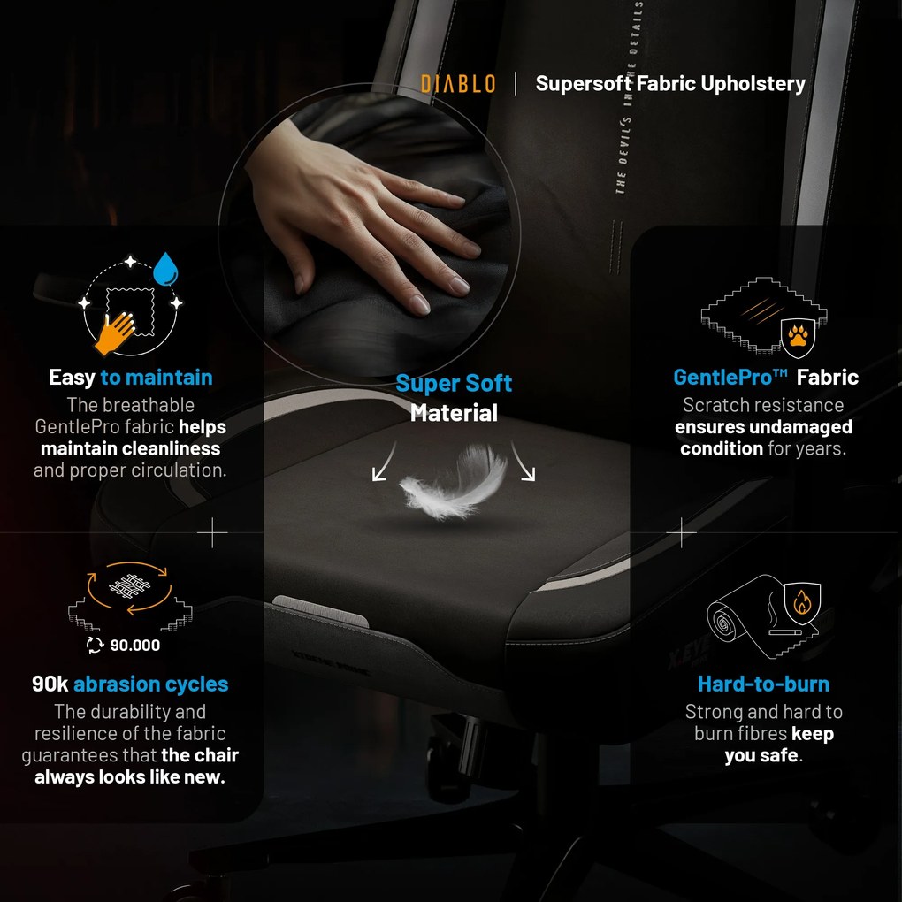 Gamer szék fekete Normal Size: Diablo X-Eye Prime Burned Black