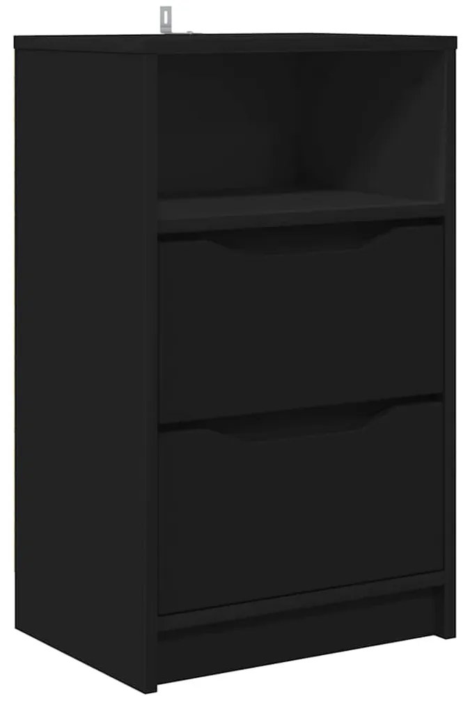 vidaXL Éjjeli asztal fiókkal Fekete 40 x 30 x 467 cm Faanyag