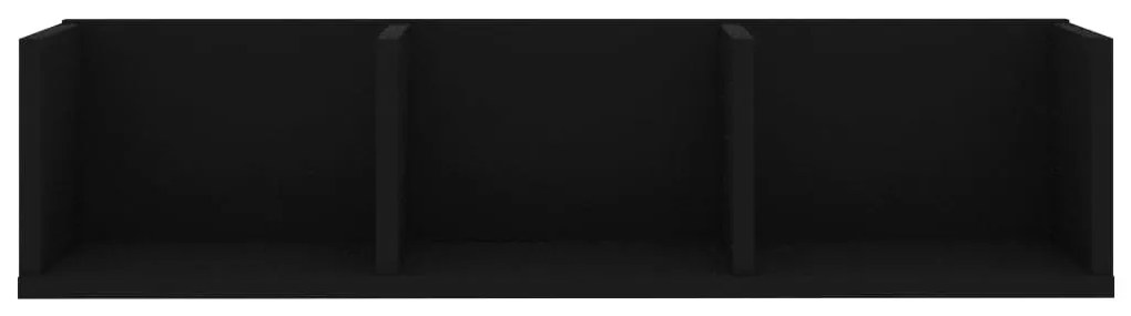 fekete szerelt fa CD-tartó fali polc 75 x 18 x 18 cm
