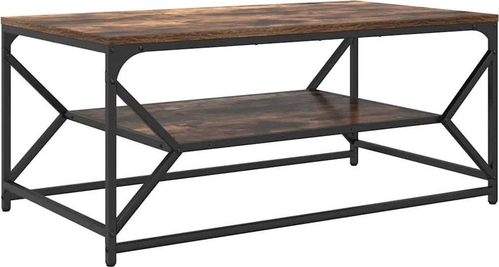 vidaXL Dohányzóasztal Füstölt tölgy 90 x 50 x 40 cm Műszaki fa és acél