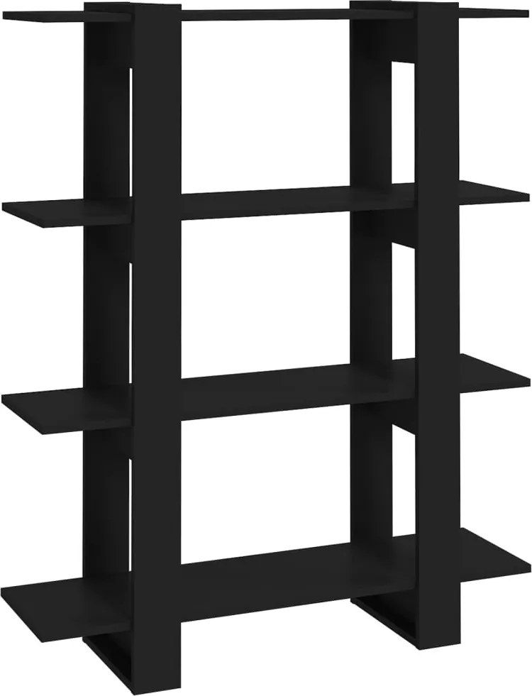 vidaXL fekete könyvszekrény/térelválasztó 100 x 30 x 123,5 cm