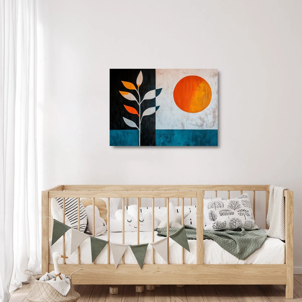 Üveg kép - Növény és nap absztrakciója (70x50 cm)