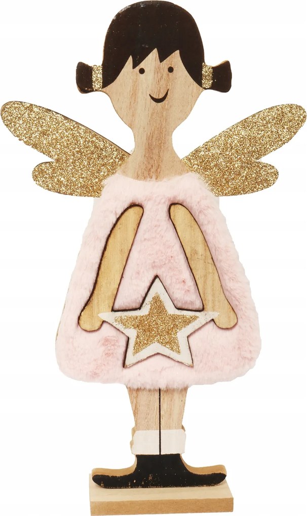 Fa angyal szőrmével Mérete: 30X19 cm