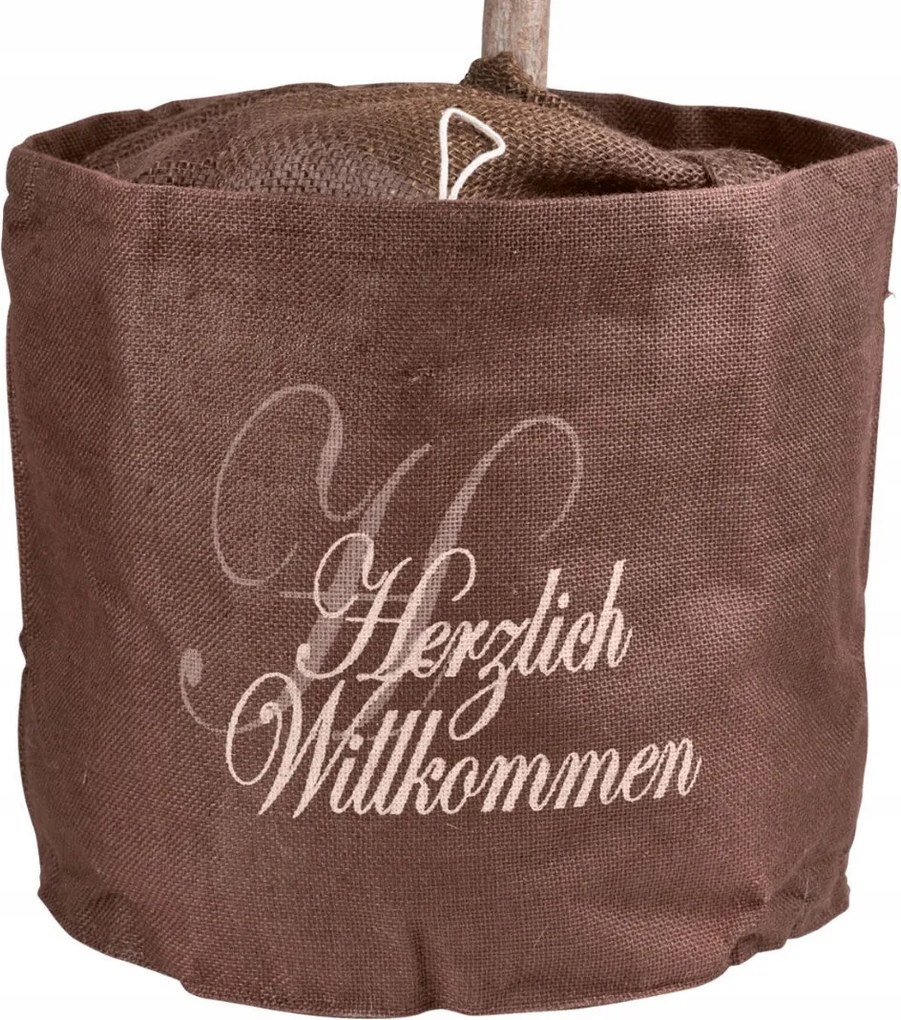 Herzlich Wilkommen nyomott mintás juta kaspó fedél 35 x ⌀38 cm barna