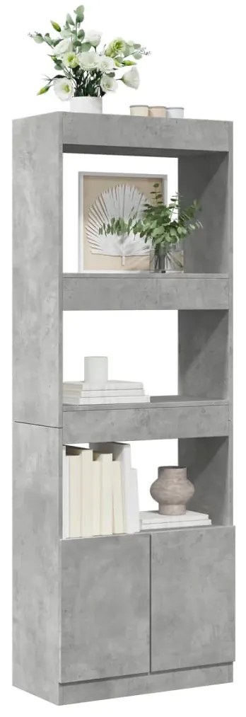 betonszürke szerelt fa magasszekrény 63 x 33 x 180 cm