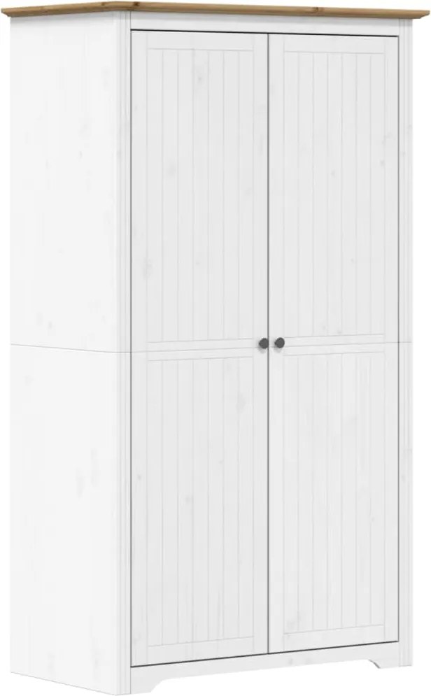 vidaXL BODO fehér és barna tömör fenyőfa ruhásszekrény 99x53,5x173 cm
