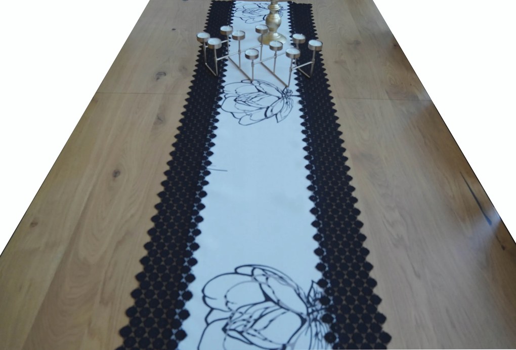 Mg Futófelület Virágos fekete 45x150 pol