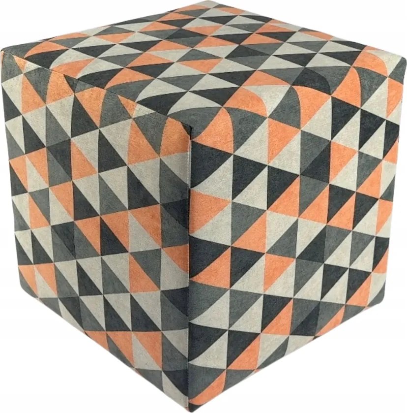 Négyzet alakú puff mercure narancssárga háromszögek