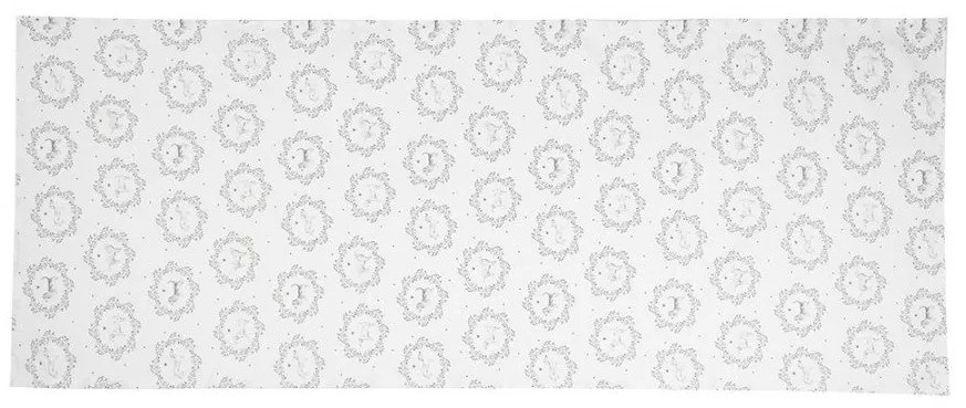 Szürke kutyás pamut asztali futó 50x140 cm vintage stílusban