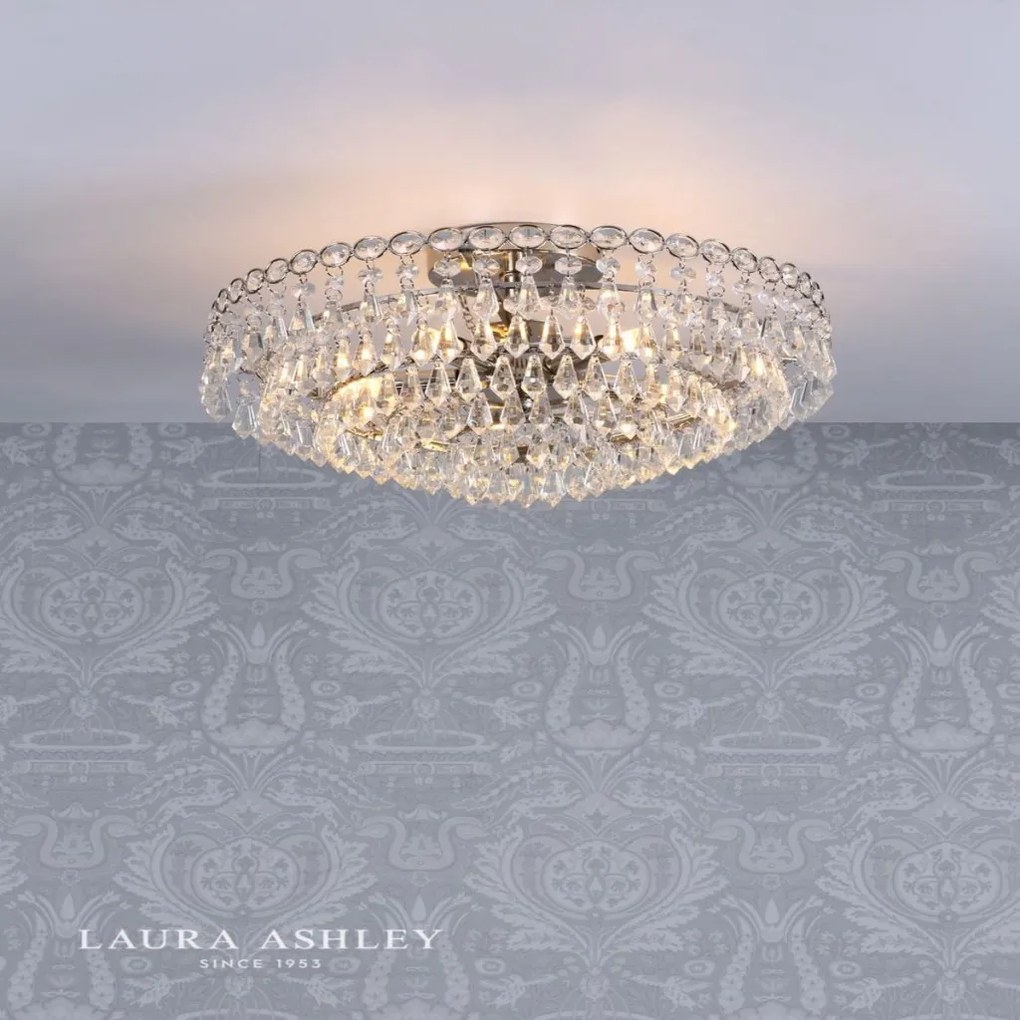 LAURA ASHLEY 3756041-Q ENID Kristály Mennyezeti Lámpa Polírozott Nikkel, Átlátszó G9 IP20