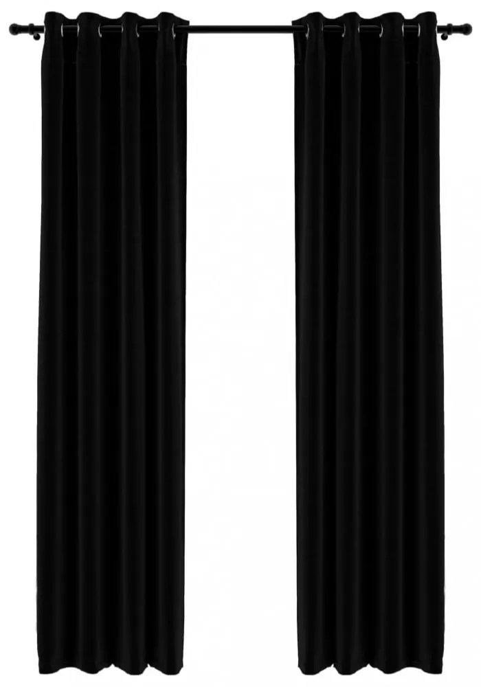 vidaXL 2 db fekete, vászonhatású sötétítőfüggöny fűzőkarikával 140 x 245 cm