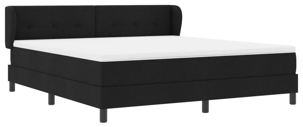 Boxspring Ágy Mattal Fekete 180x200 cm Szövet