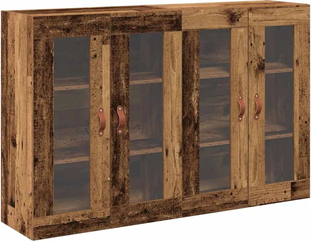 vidaXL Fali Szekrények 2 pcs Öreg fa 69,5 x 34 x 90 cm Faanyag