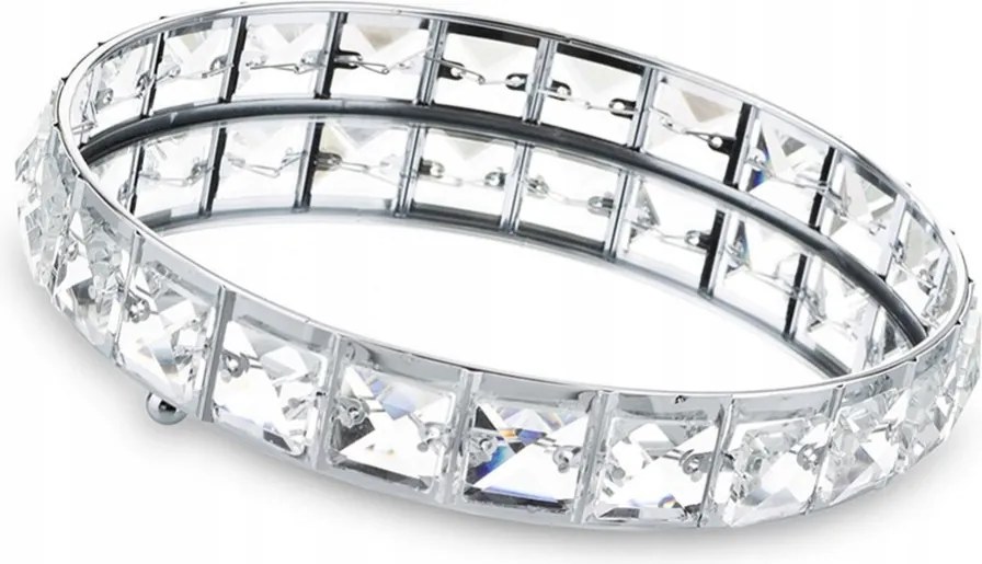 Tükörtálca Ezüst Fém 21cm Glamour Kövekkel 20