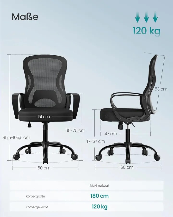 Irodai Szék Ergonomikus Hálós Forgószék, fekete
