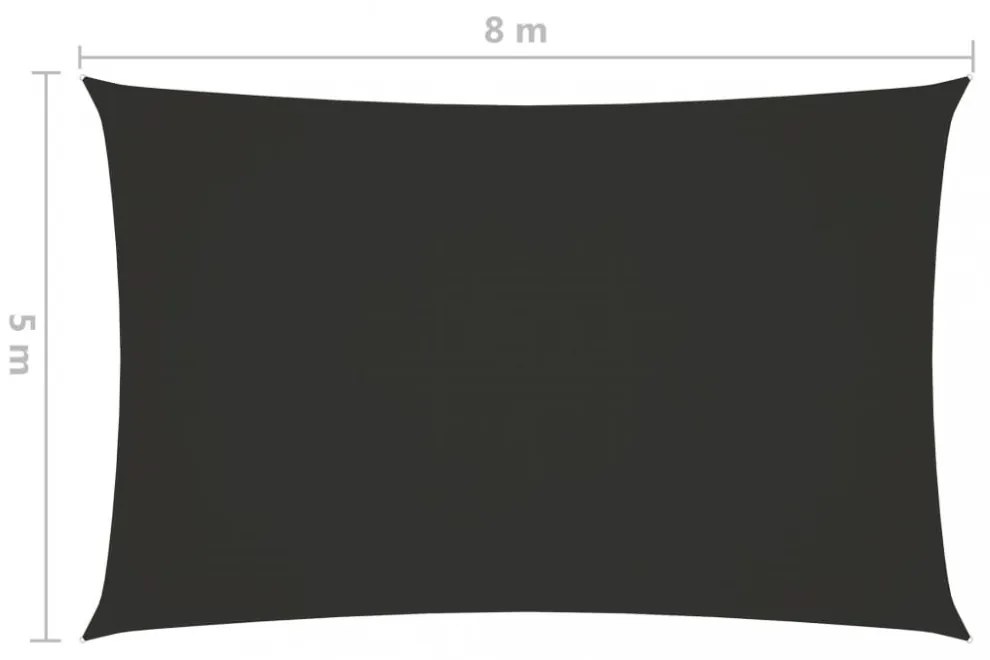 antracitszürke téglalap alakú oxford-szövet napvitorla 5 x 8 m