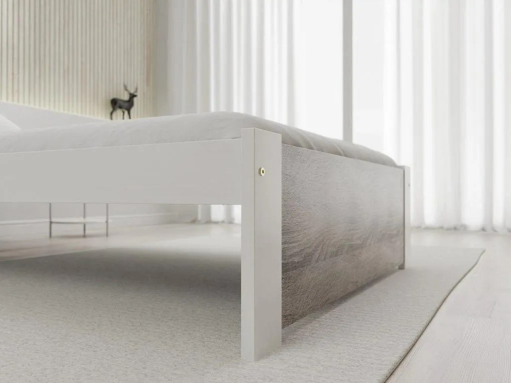 Ágy IKAROS 80 x 200 cm, fehér/szarvasgomba tölgy Ágyrács: Lamellás ágyrács, Matrac: Deluxe 10 cm matrac