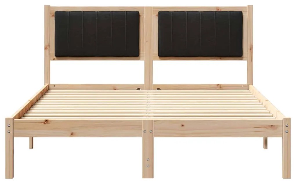 Ágykeret Kárpitozott Fejtámlával Fekete 140 x 190 cm