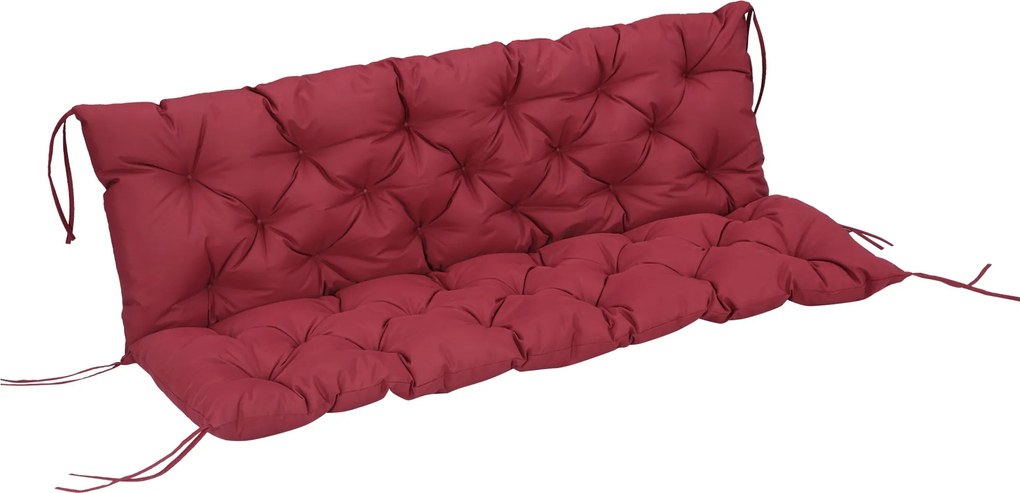 Outsunny 3 Személyes Pad Párna 150 x 98 x 8 cm, Ülőpárna Rögzítőpánttal, Hátpárna Belső/Kültéri Használatra, Padokhoz, Kerti Padokhoz, Kerti Bútorokho