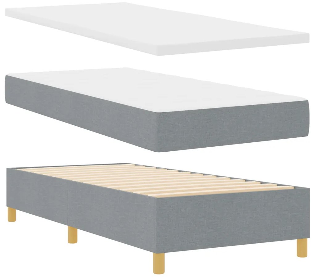 Boxspring Ágy Mattal Világosszürke 90x190 cm Textil