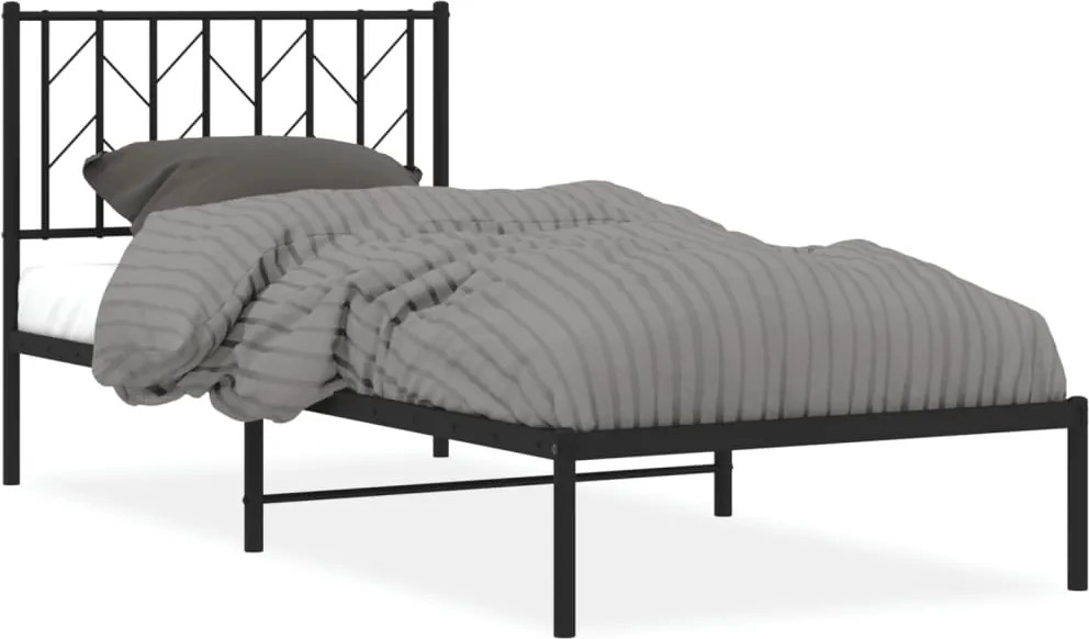 vidaXL fekete fém ágykeret fejtámlával 90 x 200 cm
