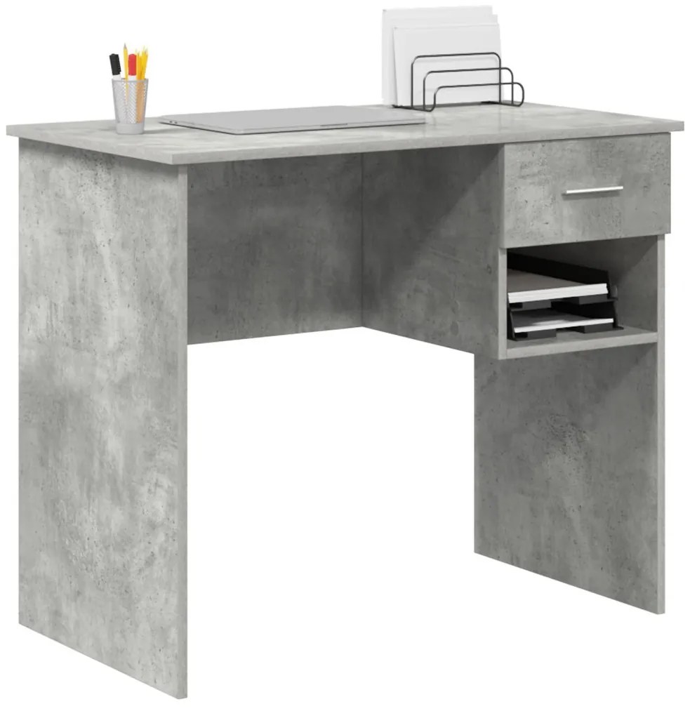 íróasztal tárolóval beton szürke 90x49.5x75 cm Mérnöki fa