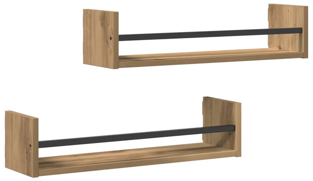 Falipolcok 2 db Kézműves tölgy 60x16x14 cm Műgyanta