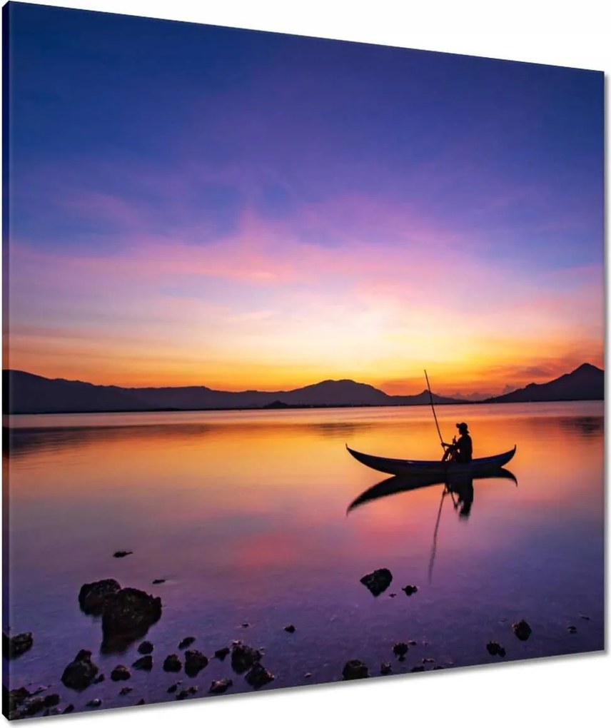 Vászonkép 80x80 Esti horgászat