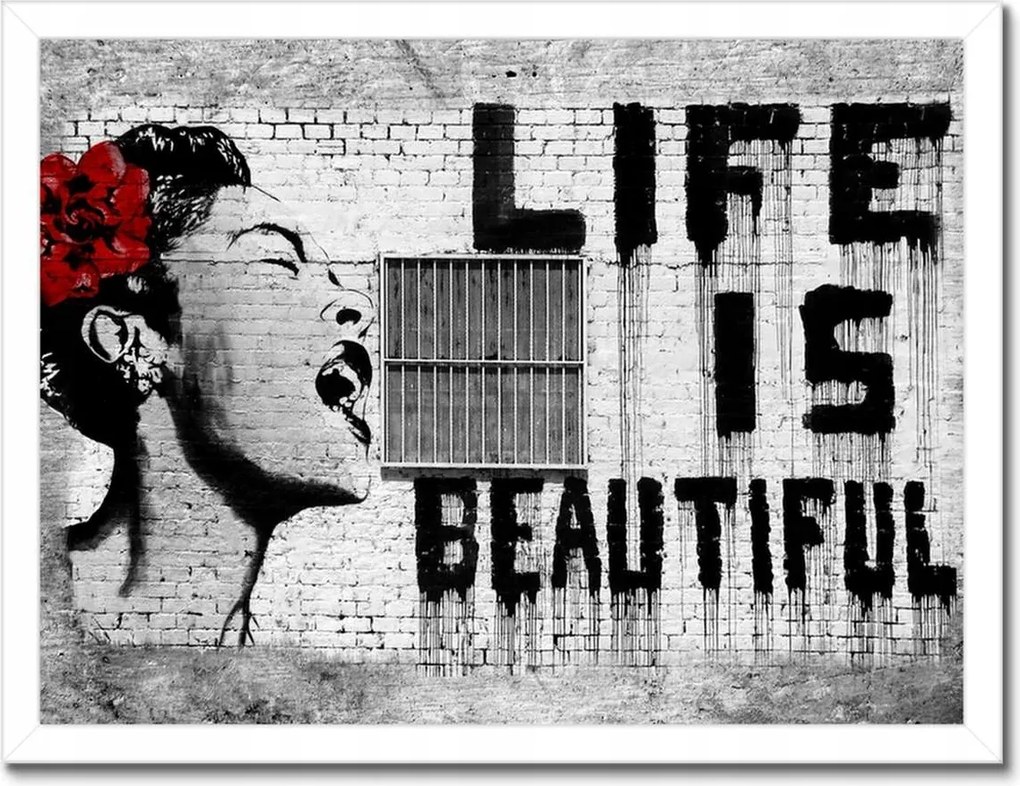 Poszterek keretben 40x30 Banksy Life is Beautiful