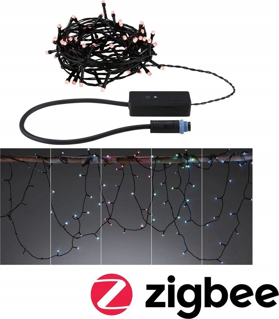 Paulmann Plug &amp; Shine Led fényfüzér Yuna Rgb 7,4m IP44 3W fekete