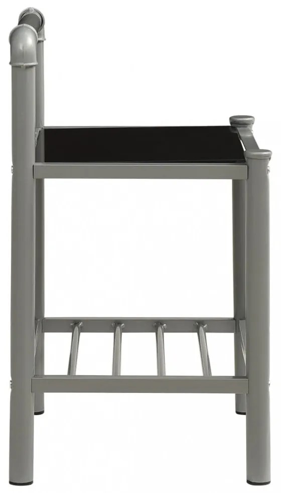 vidaXL 2 db szürke és fekete fém és üveg éjjeliszekrény